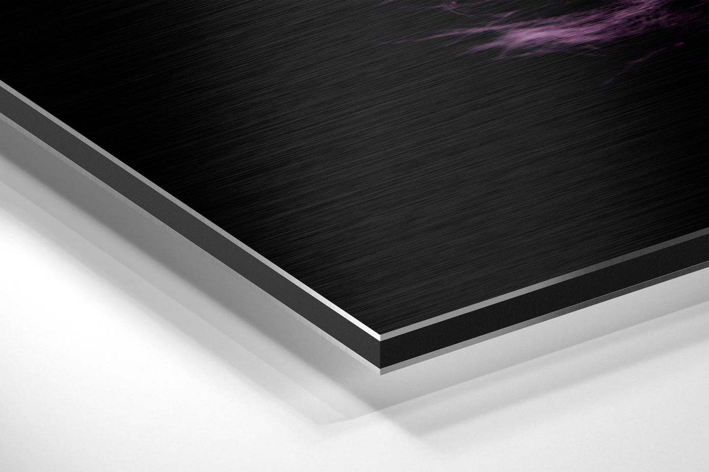 Purple Feather on Black Brushed Aluminium Dibond Wall Art