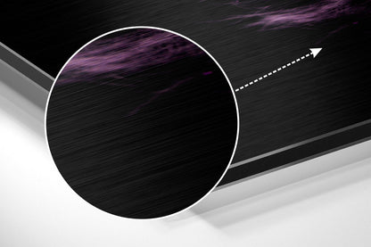 Purple Feather on Black Brushed Aluminium Dibond Wall Art
