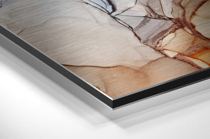 Peach Rust Smoke Marble Brushed Aluminium Dibond Wall Art