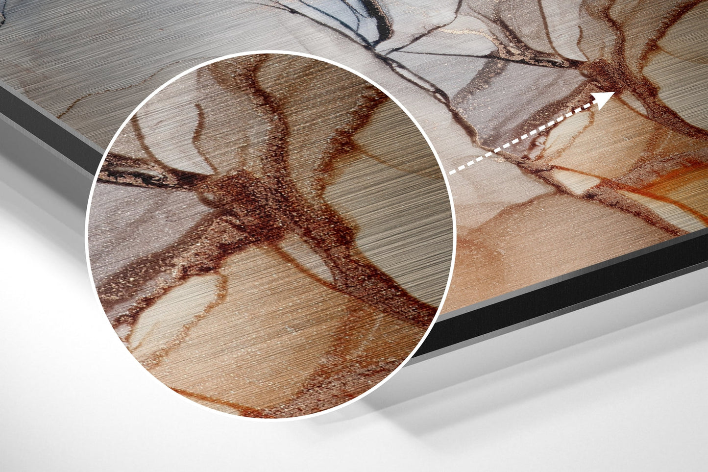 Peach Rust Smoke Marble Brushed Aluminium Dibond Wall Art