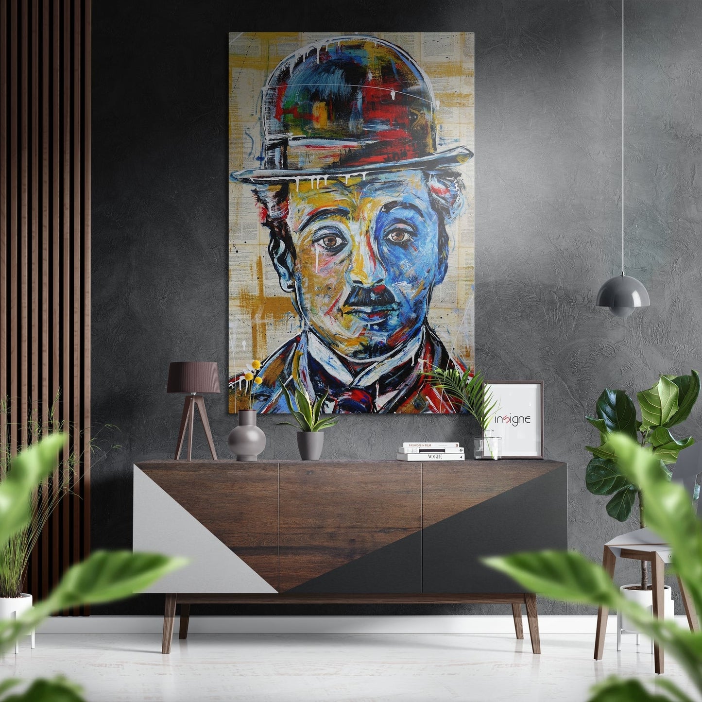 Silent Movie Tramp Brushed Aluminium Dibond Wall Art