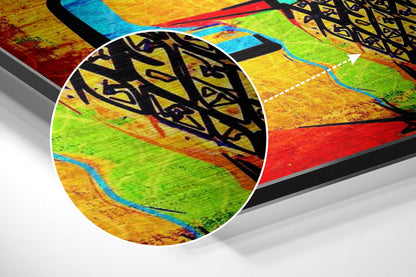 Vibrant Cubist Guitar Brushed Aluminium Dibond Wall Art