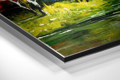 Painted Autumn Forest Creek Brushed Aluminium Dibond Wall Art