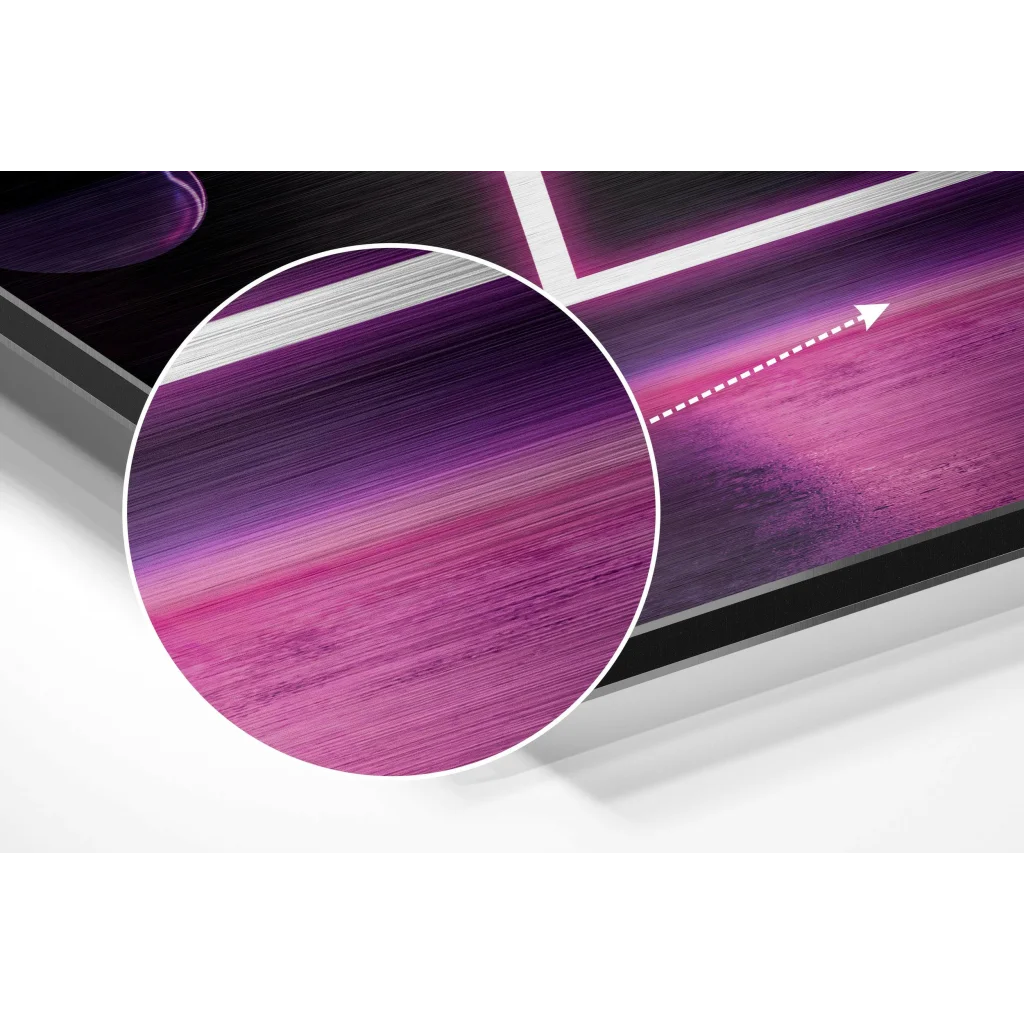 glass wall art Stunning purple pink gradient on brushed aluminium dibond print