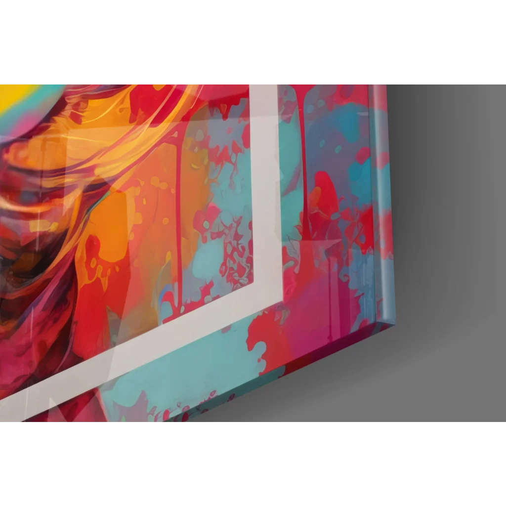 Vibrant Bubblegum Dreams pop art glass wall art canvas in white frame