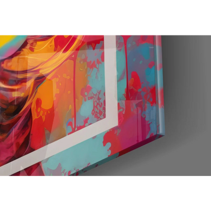 Vibrant Bubblegum Dreams pop art glass wall art canvas in white frame