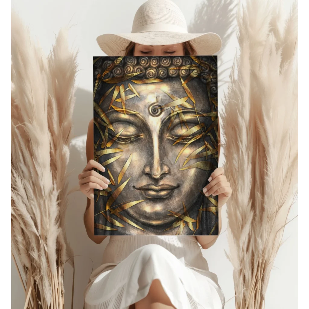 Stunning metallic Buddha insigne aluminum print wall art