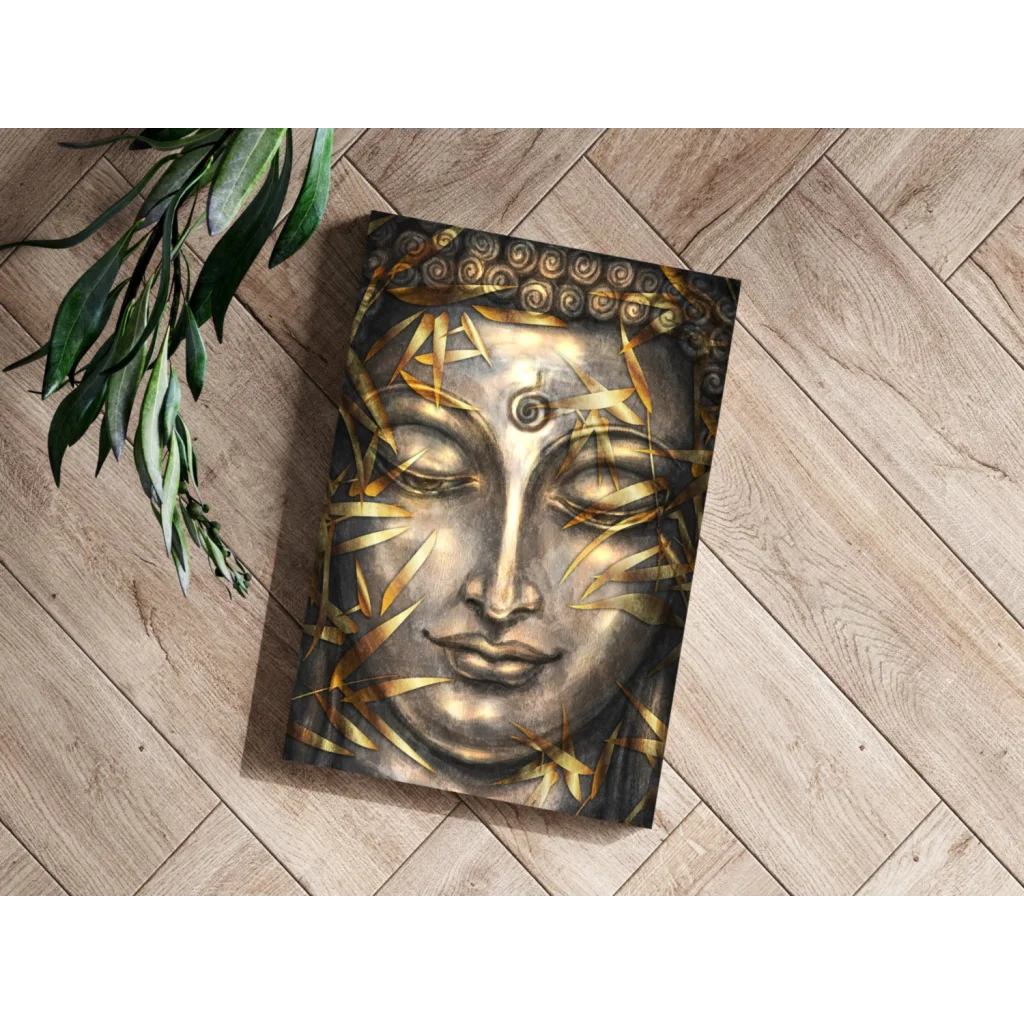 Stunning metallic Buddha insigne aluminum print wall art with spirals