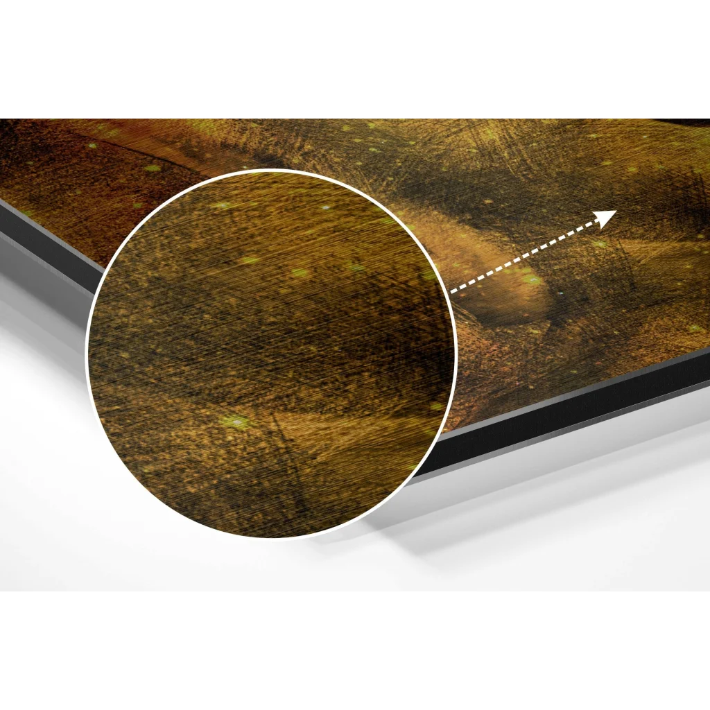 Brushed aluminium dibond golden Buddha canvas wall art with earthy landscape