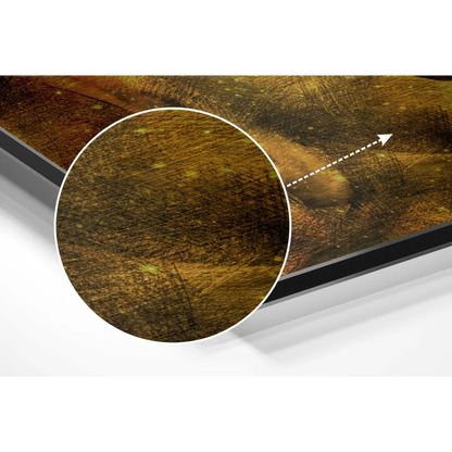 Brushed aluminium dibond golden Buddha canvas wall art with earthy landscape