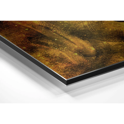 Sleek brushed aluminium dibond golden Buddha abstract landscape art