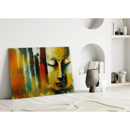 Serene Buddha Glass Wall Art in Vibrant Abstract Colors | Modern Wall Art Decor | vintageantiquesgifts.com