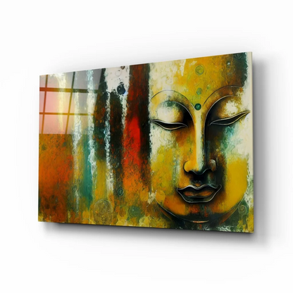 Serene Buddha Glass Wall Art in Vibrant Abstract Colors | Insigneart USA | vintageantiquesgifts.com