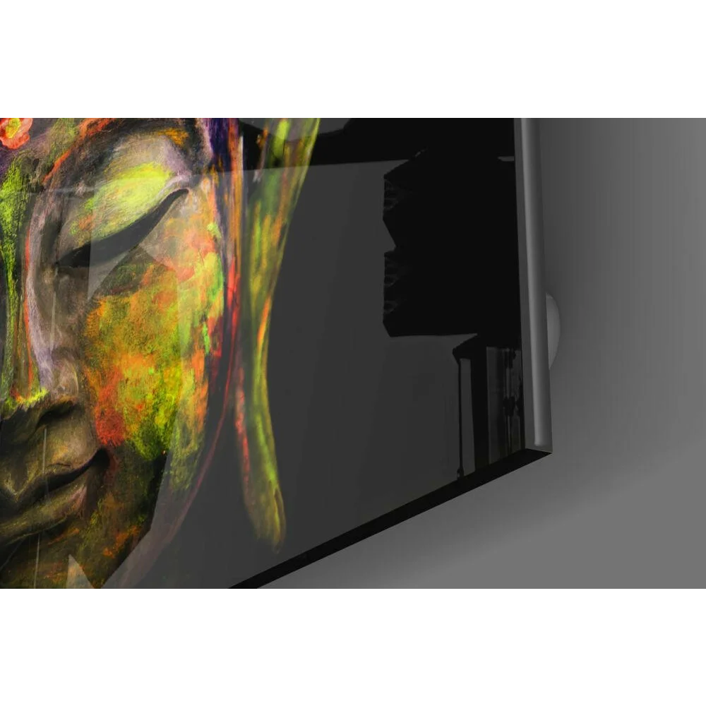 Vibrant Buddha Glass Wall Art With Stunning Multicolor Details | Modern Wall Art Decor | vintageantiquesgifts.com
