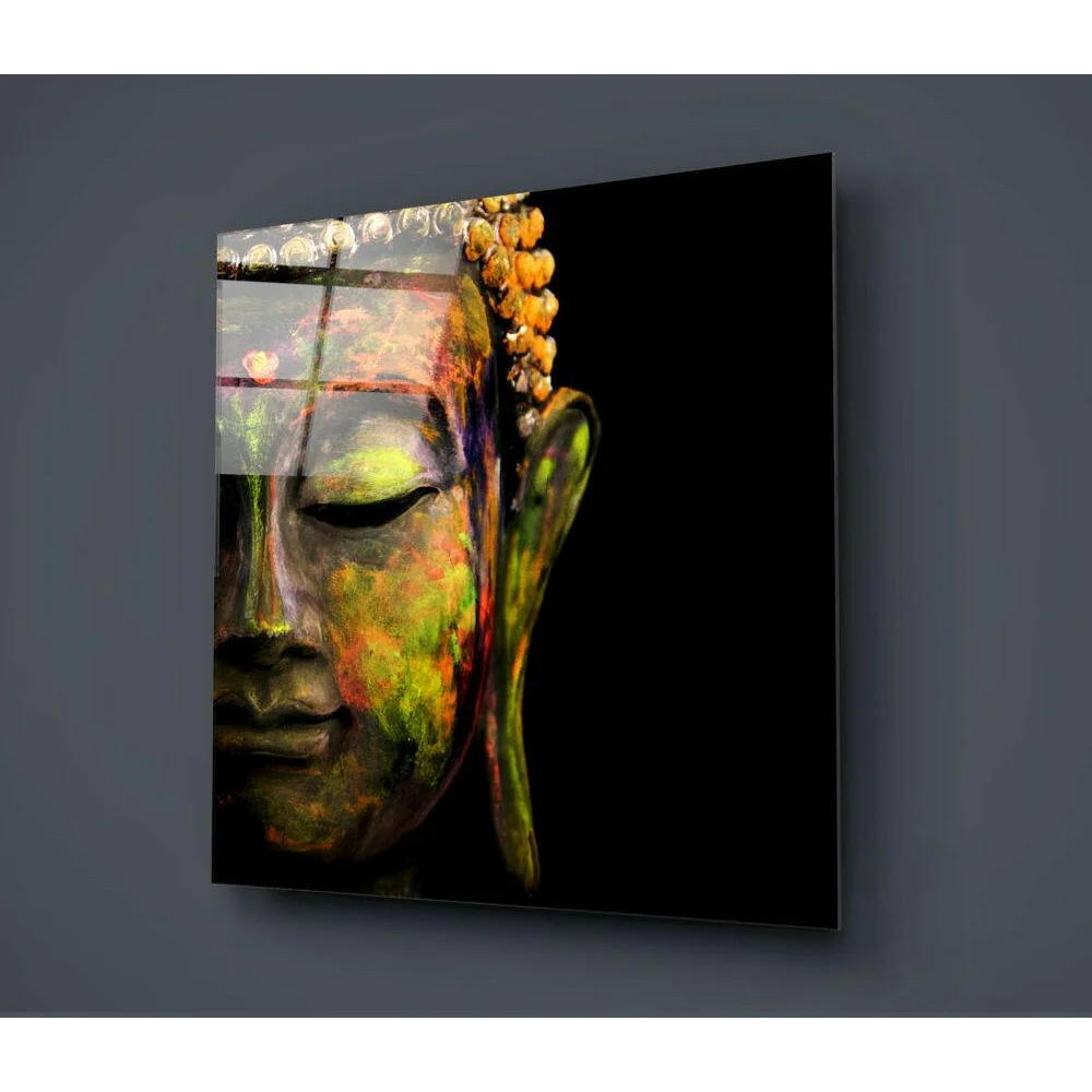 Vibrant Buddha Glass Wall Art With Stunning Multicolor Details | Glass Wall Art Print | vintageantiquesgifts.com