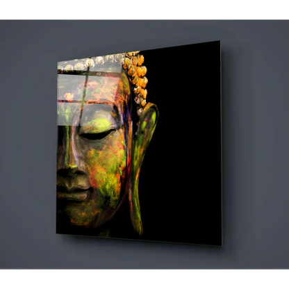 Vibrant Buddha Glass Wall Art With Stunning Multicolor Details | Glass Wall Art Print | vintageantiquesgifts.com