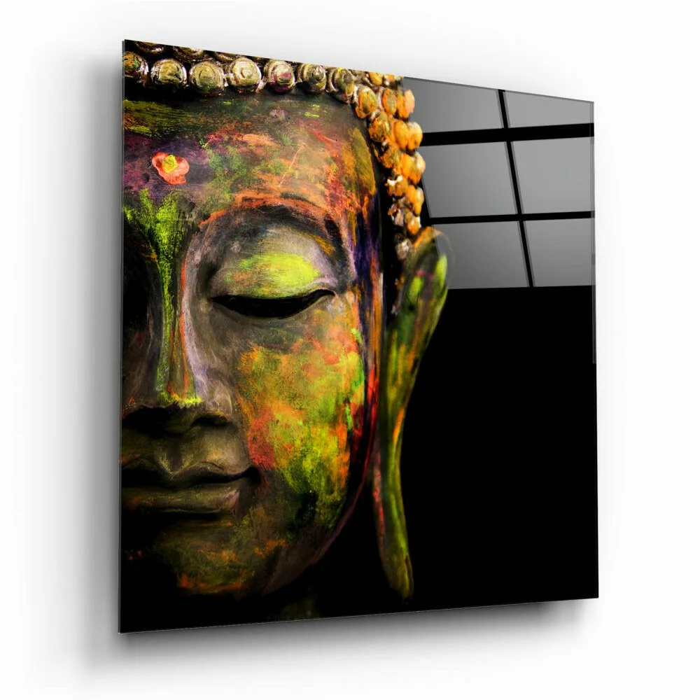Vibrant Buddha Glass Wall Art With Stunning Multicolor Details | Insigneart USA | vintageantiquesgifts.com