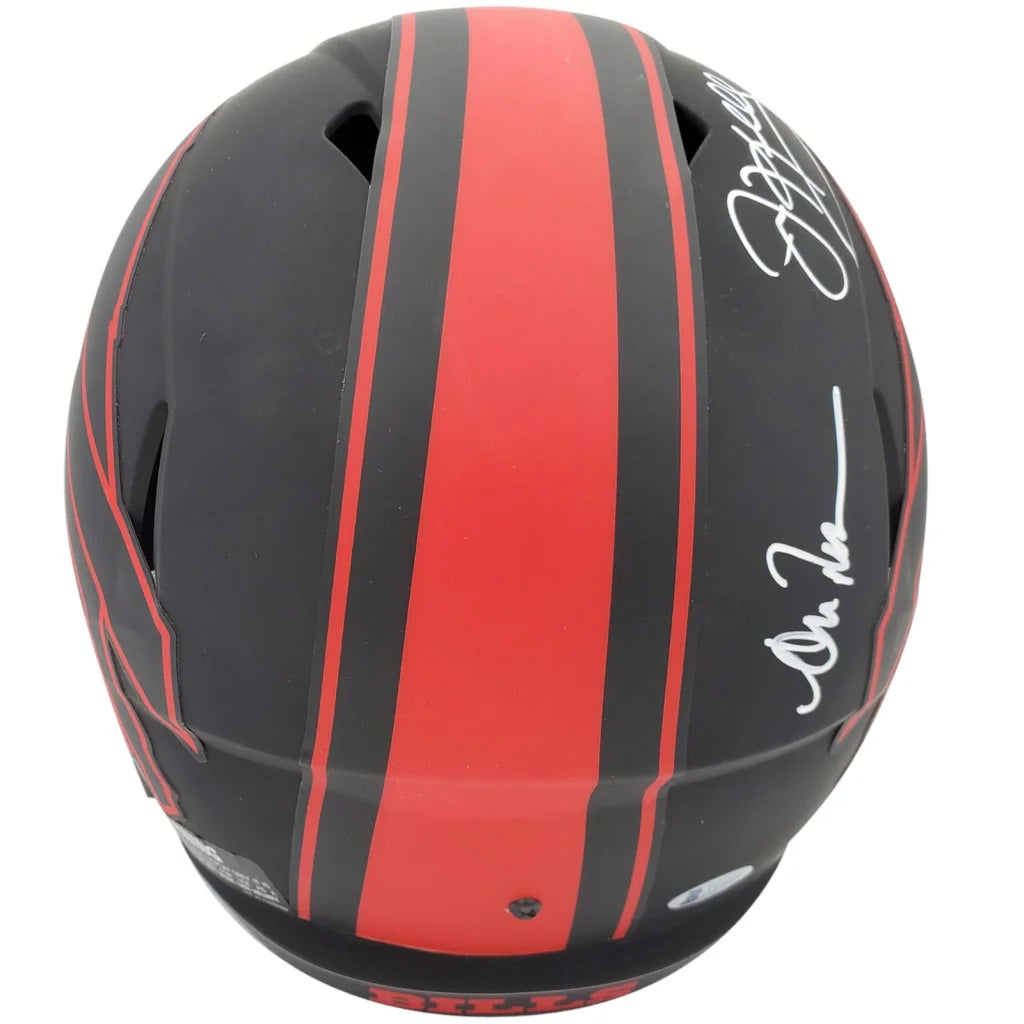 Buffalo Bills Jim Kelly autographed black red striped replica helmet