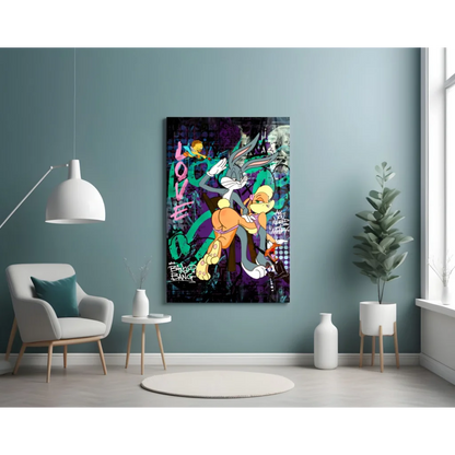 Bugs Bunny and Lola Bunny graffiti love wall art canvas print