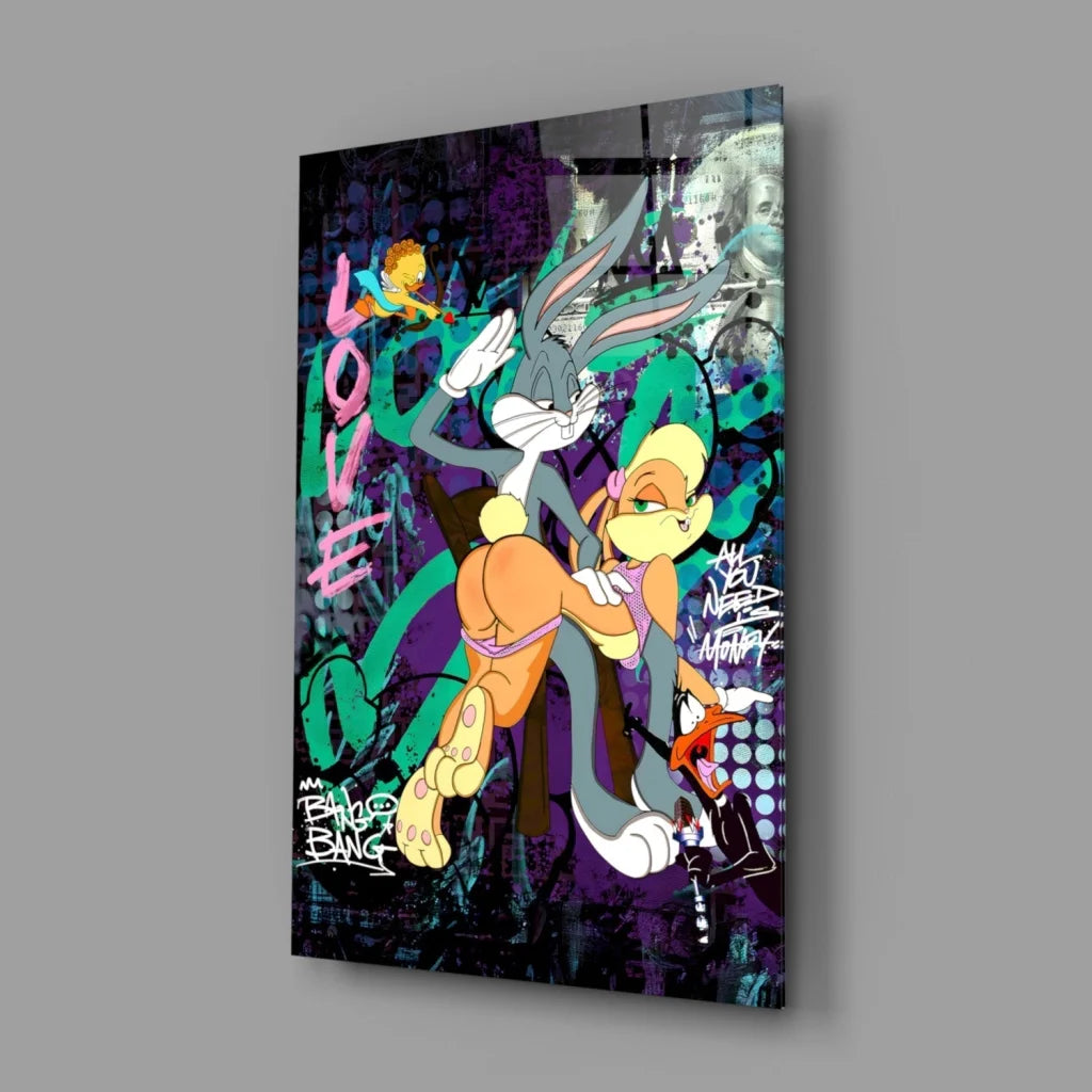 Bugs Bunny and Lola Bunny graffiti love wall art canvas print