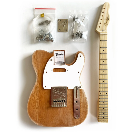 Axe Heaven Fender Telecaster mini guitar kit with natural wood and white pickguard
