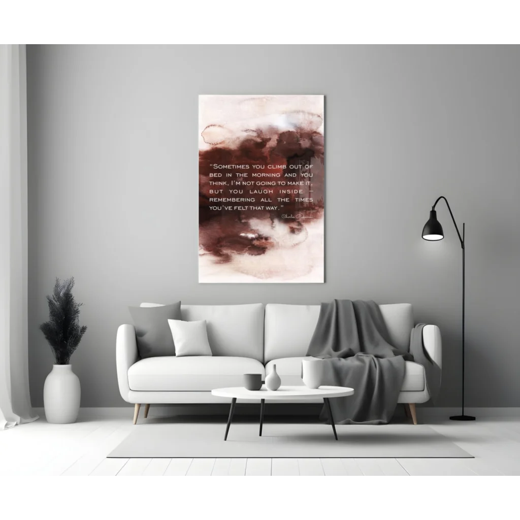 Bukowski Quote Glass Wall Art in Warm Watercolor Tones | Modern Wall Art Decor | vintageantiquesgifts.com