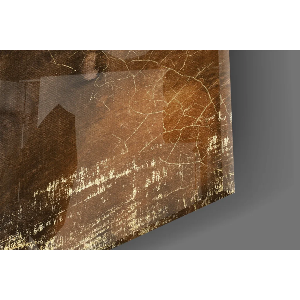 Textured brown gold Bukowski quote glass wall art canvas