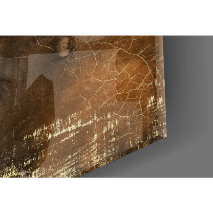 Textured brown gold Bukowski quote glass wall art canvas