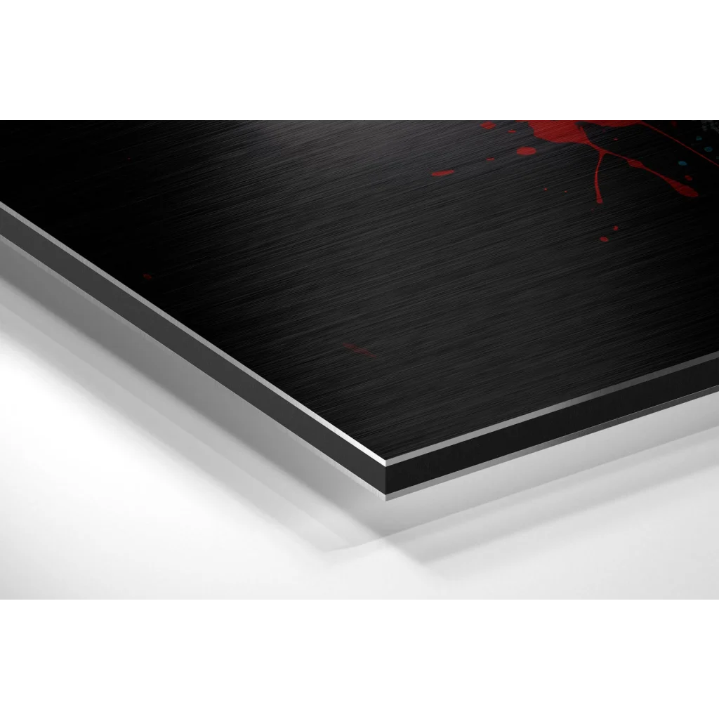 Stunning Bull Art on Brushed Aluminium Dibond with Red Splatter | Glass Wall Art Print | vintageantiquesgifts.com