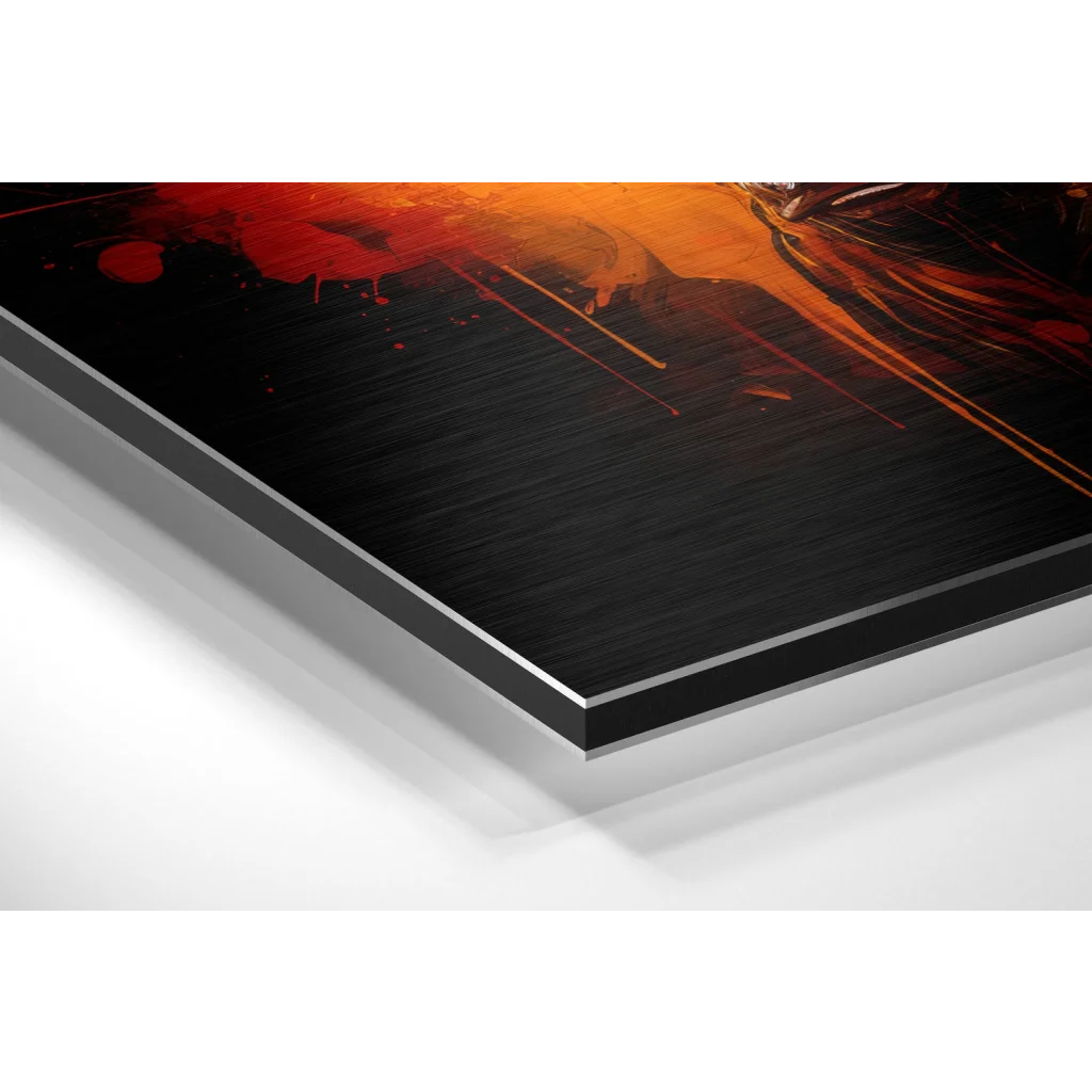 Fiery Abstract Bull Art on Brushed Aluminium Dibond | Glass Wall Art Print | vintageantiquesgifts.com