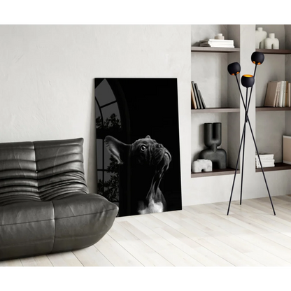 Black and white French bulldog wall art canvas print