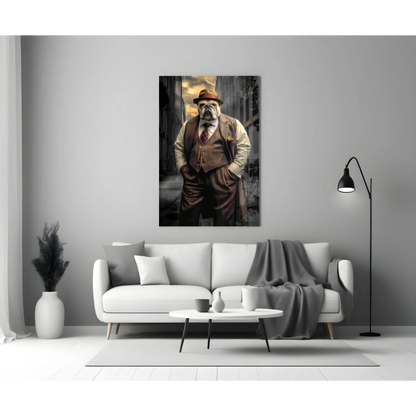 Dapper Bulldog in Fedora Canvas Wall Art Print | Modern Wall Art Decor | vintageantiquesgifts.com