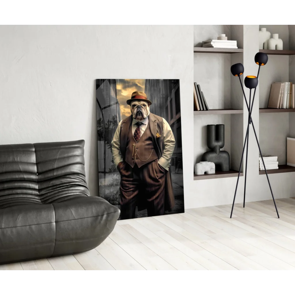 Dapper Bulldog in Fedora canvas wall art print