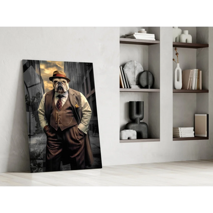 Dapper Bulldog in Fedora canvas wall art print