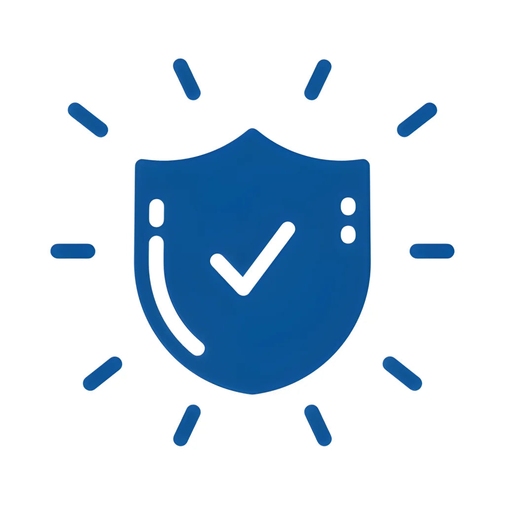 Blue shield icon with checkmark for Bulletproof Gift Shield 14-day guarantee