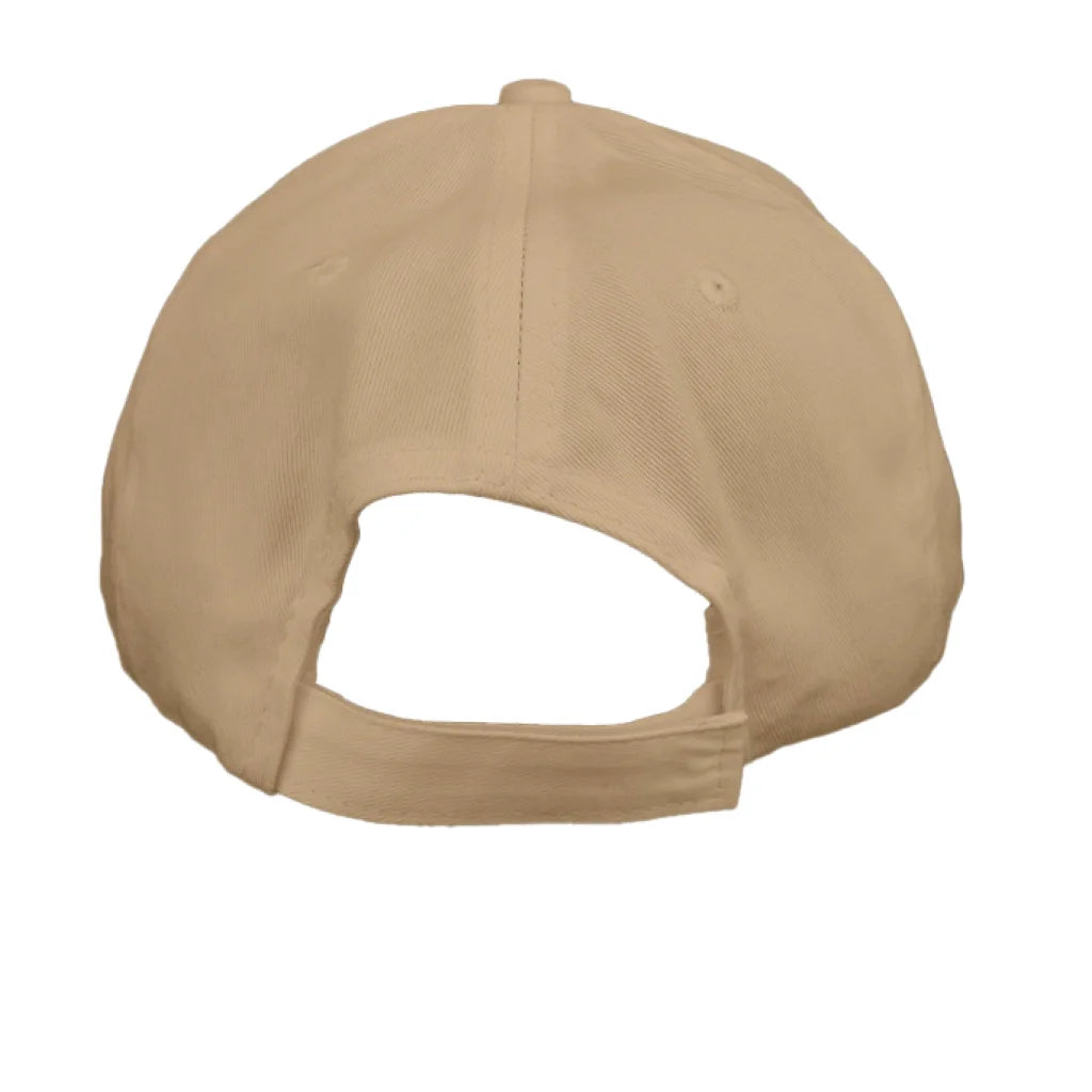 Beige Burris Comics Classic six-panel twill cap with adjustable strap