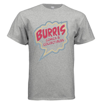 Safety green Burris Comics retro speech bubble t-shirt