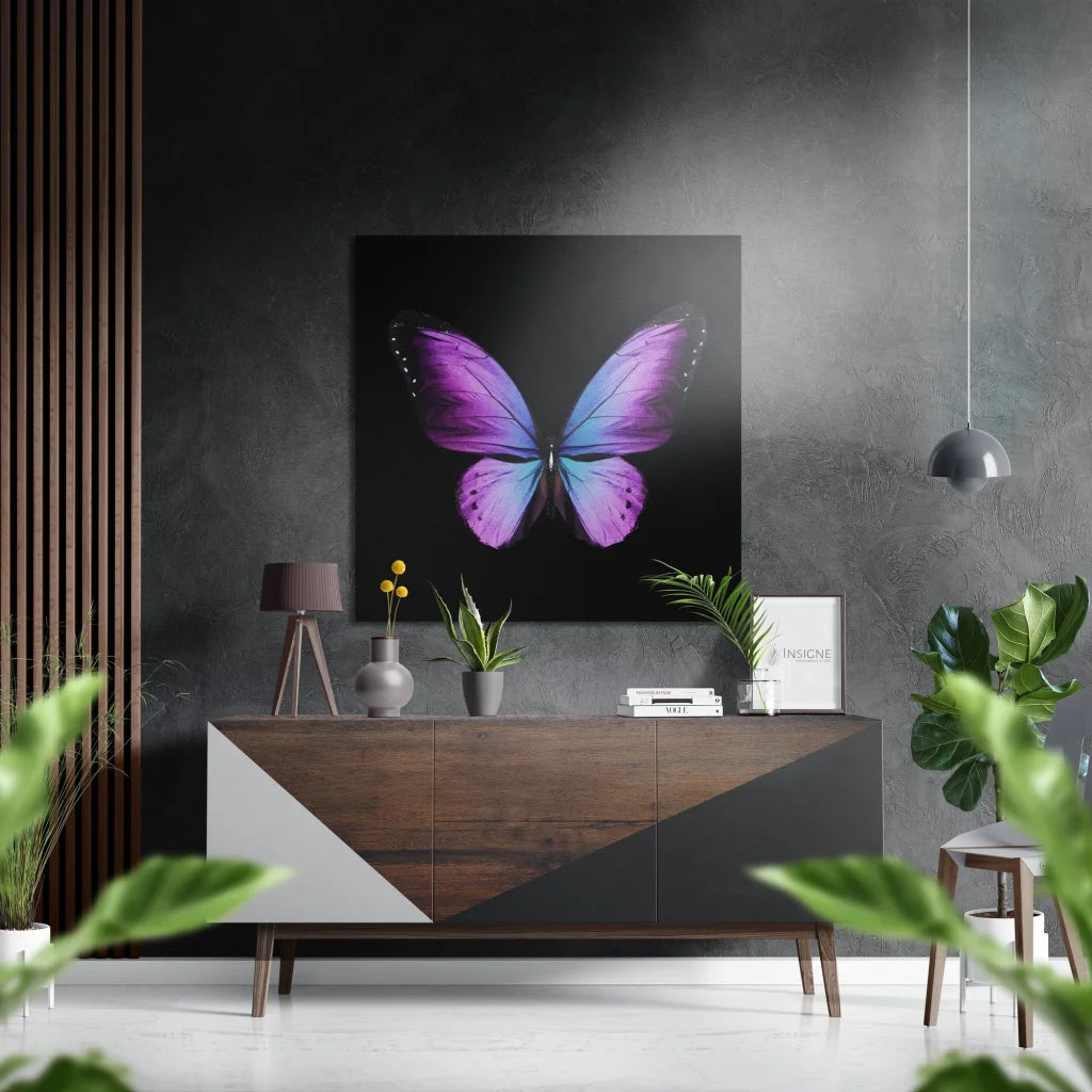Purple Butterfly Brushed Aluminium Dibond Wall Art | Insigneart USA | vintageantiquesgifts.com