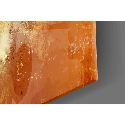 Stunning blue butterfly glass wall art with orange abstract textured layers