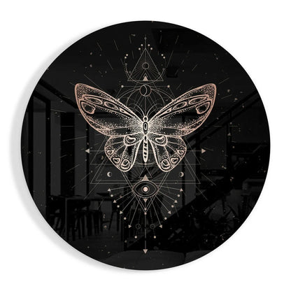 Mystical butterfly tempered glass art with rose gold eye design