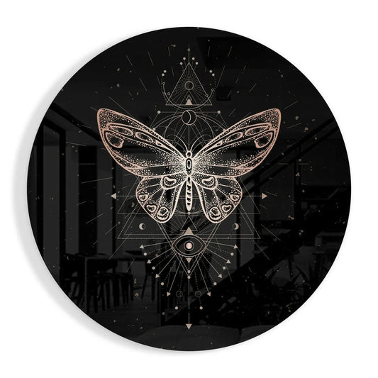 Mystical butterfly tempered glass art with rose gold eye design