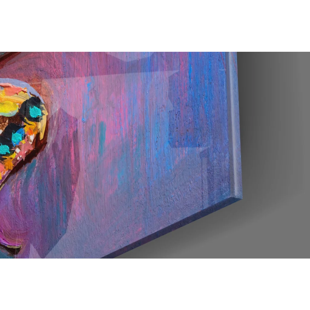 Vibrant butterfly canvas wall art with pink, blue, yellow strokes