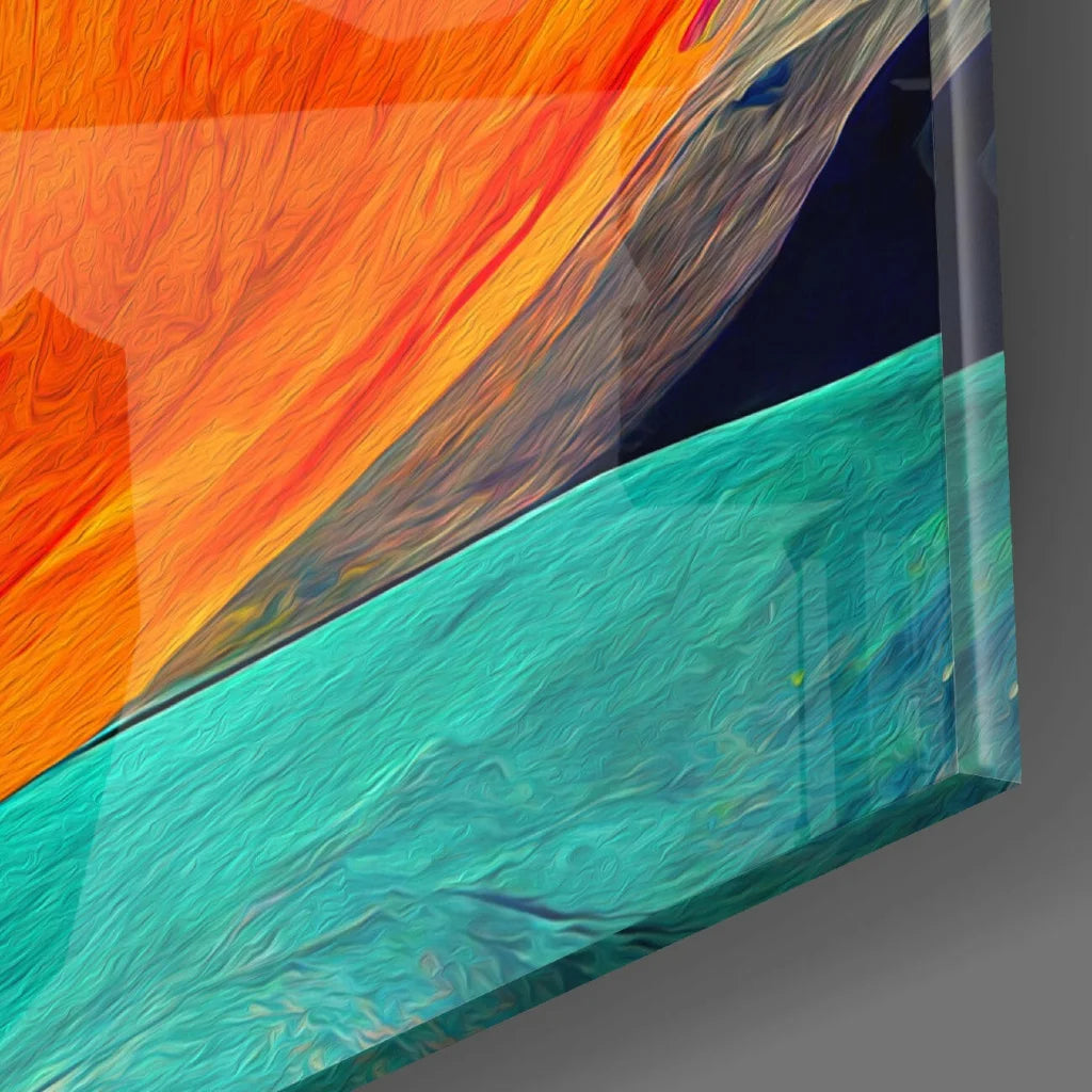 Swirling Petals Abstract Glass Wall Art in Bold Vibrant Colors | Modern Wall Art Decor | vintageantiquesgifts.com