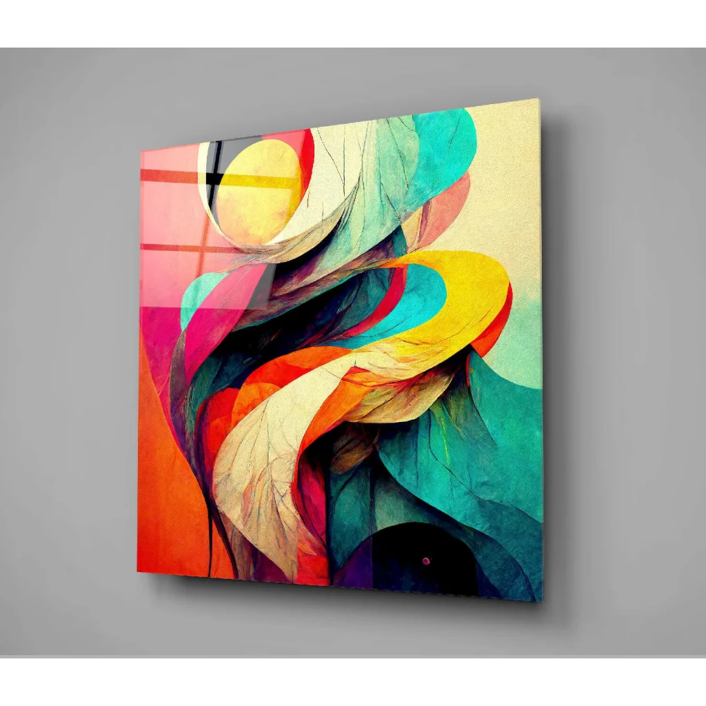 Stunning Teal Purple Abstract Glass Wall Art Canvas | Glass Wall Art Print | vintageantiquesgifts.com