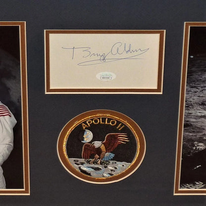 Buzz Aldrin autographed Apollo 11 embroidered mission patch in framed tribute