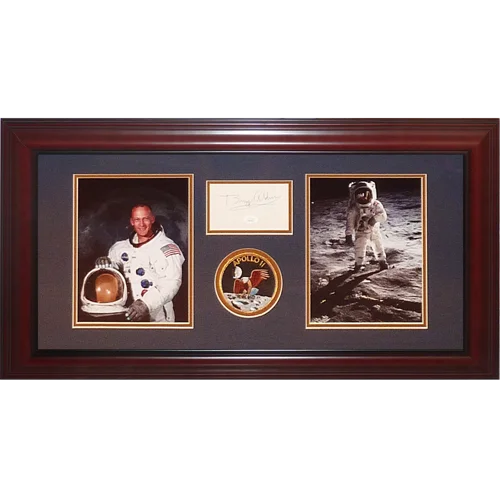 Buzz Aldrin autographed Apollo 11 framed tribute with Armstrong photos