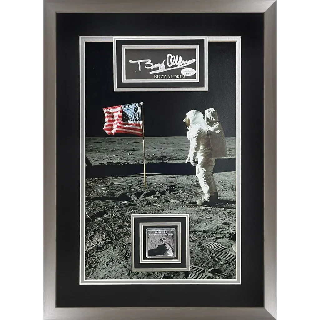 Buzz Aldrin signed deluxe framed 13x19 Apollo 11 moon landing photo