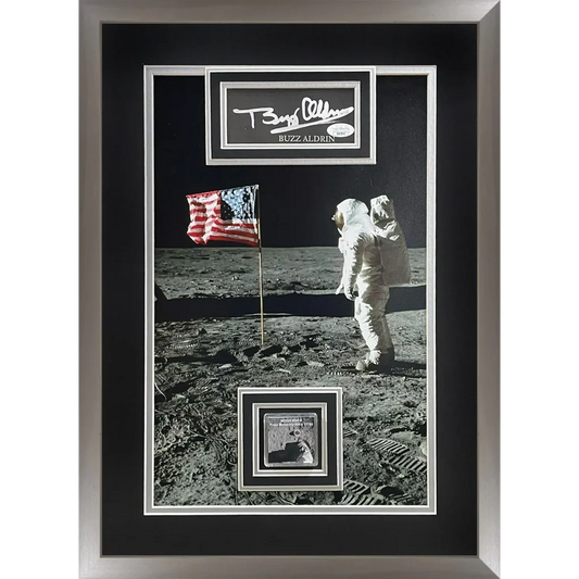 Buzz Aldrin signed deluxe framed 13x19 Apollo 11 moon landing photo
