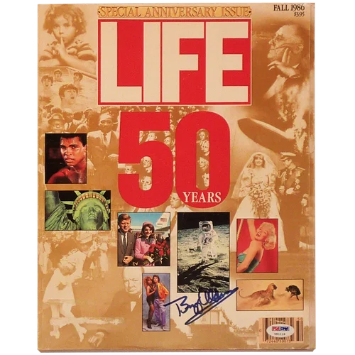 Buzz Aldrin autographed Life magazine 50 years anniversary cover 1986