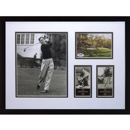Byron Nelson autographed deluxe framed Masters postcard with 8x10 photo